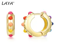 Laya Silver Hoop -oorbellen voor vrouwen 925 Sterling zilver eenvoudig ontwerp kleurrijke originele fijne sieraden handgemaakte email 2022 trend3119559
