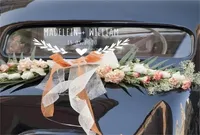 Nome da sposa da sposa personalizzato adesivo decalcomania in vinile con rami e decalcomanie cardiache appena sposata decorazione per auto da matrimonio LC1277 220621