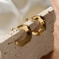Stud Earrings Charm Stainless Steel Croissant Hoop Fashion Metal 18K Golden Elegant For Women Summer 2022 Gift Accessories