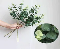 Seide Künstliche Eukalyptus Branch Blätter Blumenkunstpflanzen für Wohnkultur Weihnachten Hochzeitsdekoration Haus Accessoires J22