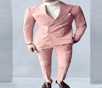 Nowy styl Pink Groom Tuxedos Doublebreasted Groomsmen Wedding Tuxedos Men Men Formal Dinner Impreza Blazer Suciacketpantstie 1293022