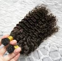 Cabelo cacheado brasileiro pr￩ -proibido 16quot 18quot 20quot 24quot Remy Fusion Hair I Tip Extension Cor Real Europeu Human HAI3017796