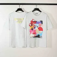 men's t shirts gallerydept short sleeve Fashion brand new abstract oil painting short sleeve T-shirt 2022 spring and summer gold powder letter printing half sleeve