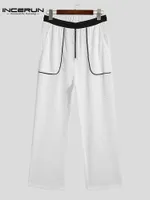 Men's Pants Incerun Hombres Patchwork Mesh Ver a través de Joggers Pockets de ropa de calle Zipper pantalones casuales 2022 Fashion Sexy Panta