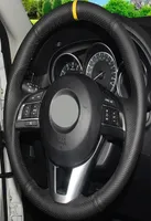 DIY Black Genuine Leather Car Directing Wheel Cover para Mazda CX5 Mazda 3 20132016 Mazda 6 20142016 Scion IA 20167355493