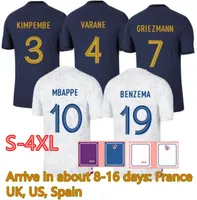 Maillot français 2022 Benzema Mbappe Saliba Coman Pavard Kante french Maillot de Foot Squipe Maillots Football Shirt S-4xl