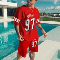 Tracksuits Men Men's Summer Tracksuit Red Rugby Team T Shirt Shirt Shirts Outdoor Sports Jersey Grougging Suit Suit Suction Suitsuit Set Setting