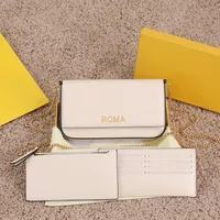 تصميم العلامة التجارية الرومانية F Wallet Card Bag Ladies ثلاث قطع محفظة Cowwhide Chain Bag Envelope Counter Messenger Bags Crossbody Casua256J