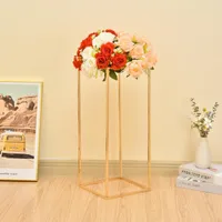 Party Decoration Wedding Flower Stand 5Pcs Set Gold Metal Geometric Vase Column Stands For Chrismas Table Centerpiece Home Decor