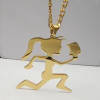 Pendant Necklaces Gold Plated Large 2 Inch Tall Hatchetman Women Stainless Steel ICP Juggalette Charm Necklace Curb Chain 18-30