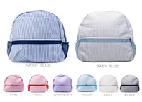 دوميل Seersucker School Bags Stripes Cotton Classic Backpack Soft Girl Personalized Backbacks Boy Dom0314873569