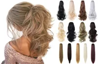 Shangzi Tail Extensions Synthetic Claw Clip on Blonde Tail Long Curly Hair女性ヘアピース1822インチ220217