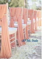 Top Quality Wedding Chair Sashes Peal Pink Chiffon Chair Sashes 2mx05m Long Wedding Accessories Wedding Suppliers9276646