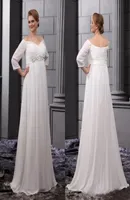 Plus Size Wedding Dresses Empire Waist Off Shoulder Bridal Gowns Beach Pregnant Wedding Party Dress Maternity Bridesmaid Ivory Chi4833500