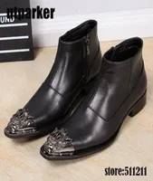 New Arrival Mens boots Ankle British style black genuine leather Man dress boots Leather Iron Toe zapatos de hombre Big Size EUUS5951762