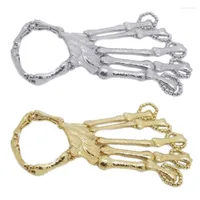 Charm Bracelets Nightclub Gothic Punk Skull Finger For Women Skeleton Bone Hand Bangles 2022 Christmas Halloween Gift