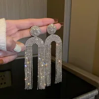 Fashion Exagetated Throple Orecchini di nappa micro Inlays diamanti Crystal Butterfly Love Personality Women Blinging Long Long Earring