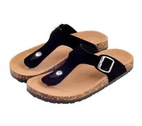 Summer Designer Women Flip flops Slippers Nonslip Fashion Leather Slides Cork Bottom Sandals Metal Buckled Ladies Casual Shoes EU8016191