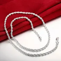 Chains Classic 925 Sterling Zilveren Kettingen Sieraden 16-30 Inches Prachtige 3MM Touw Ketting Mode Mannen Kerstcadeaus