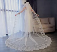 Top Quality 3m Long Wedding veils 2018WhiteIvory Bridal veils Soft tulle with Floral Applique Wedding accessories New Arrival 5036764