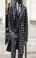 Plus Size Winter Men Windbreaker New Autumn Long Suit Houndstooth Jacket Fashion Printed Men Coat In Stock5057723