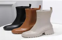 Women Ankle Boot PVC Betty Rain boots waterproof welly boots with zipper Ladies Girls Square head High Boot Winter mohair sock Mar1066883