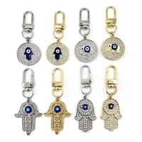 Fashion Devil's Eye Keychain Diamond Set Jewelry Bag Car Blue Evil Eyes Keychains Fatima's Hand Car Key Ring Gift