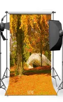 autumn pography backdrops fallen leaves old tree bridge sunny backgrounds for po studio theater vinyl cloth 3d customized