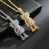 Pendant Necklaces Karopel Iced Out Cartoon Puppets Necklace For Women Men Full Zircon Pendants Jewelry Making