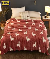 LREA coral Fleece Blanket super warm soft throw winter on Sofa Bed Plane Travel bedspreads sheets T2009011042954