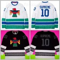 하키 톱 10 Thunderbird Bird Ice Hockey Jersey Frank Ocean Black Team Awit White Color All Stitching and Embroidery 통기성 순수 면화