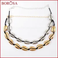 Choker BOROSA 10PCS Full Gold Silver Color Natural Cowrie Shell 11inch Women Necklace Mixed Colors Jewelry WX969