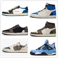 Travis Scotts X Fragment 1 Basketball Shoes Military Blue Men Women Sports Sneaker