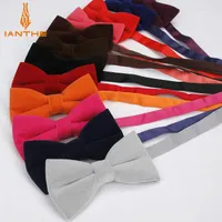 Bow Ties Ianthe Brand Men's Solid Color Velvet Tie Candy-colored Suit Bowtie For Man Male Neckwear Fashion Butterfly Gravatas