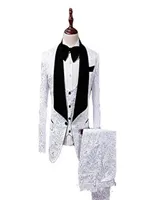 新しい1つのボタンJacquard Groomsmen Shawl Lapel Groom Tuxedos Men Suits Weddingpromdinner Man BlazerjacketpantStievest 48839035