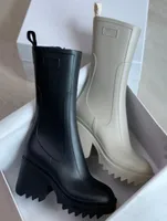 2021 Women Betty Boots PVC Rubber Beeled Platform Kneehigh tall Rain Boot Black Waterproof Welly Shoes Outdoor Rainshoes High hee6402228
