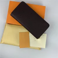 Fashion women luxury wallets lady famous pu leather wallet purse single zipper classical purse with orange box 60017290F