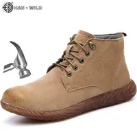 Genuine Leather Shoes Safety Work Boots Men Crazy Horse Steel Toe Boot Mens Fashion Desert Popular High Top Male4969374