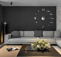 Large Wall Clock Modern Design 3D Sticker Silent Home Decor Living Room Acrylic Mirror Quartz Horloge Desk Table Clocks