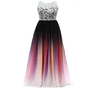 2018 New Cheap Lace Gradient Long A Line Chiffon Prom Evening Dresses Women Formal Gowns FloorLength Lace Up Party Gown QC11102619153