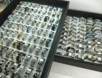 Whole 50 Pcs Mix Lot Stainless Steel Rings Fashion Jewelry Party Weeding Ring Random Style7740429