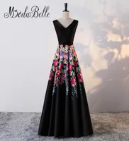 Modabelle Long Evening Dress 2018 Цветочный припечаток Black Mother of the Bride Dresses v Neck Formal Prom Party Gowns9091533