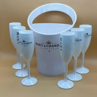 Copos de vinho gelo balde de champanhe flauta conjuntos de champanhe de plástico branco