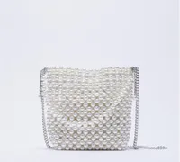 ZA Pearl Beaded Bag White Beaded Fairy Portable Messenger Bags with Chain Female s and Handbags Cross Body Bag Woman 2205232301261