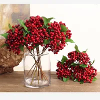 Dekorativa blommor 6st 32 cm globulära vilda fruktplantor julavancerad dekoration festival exklusiv prydnad hög imitation utsökta