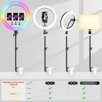 13 18inch LED Selfie Ring Light Video Light Panel With Monopod Mount Bracket Pography Light Ringlight For Po Studio Lamp