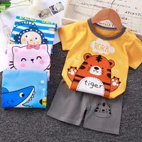 Clothing Sets Cotton Children Leisure Sports Baby Boy Girls T-shirt Shorts Toddler Cartoon Animal Kids Clothes