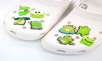 moq 100pcs frog series cartoon croc JIBZ 2D Soft plastic Shoe charms ornaments Shoes Buckles accessories anime shoe Decorations fo7554271