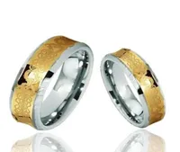 18 K Couple plaqu￩ or039s Anneaux de tungst￨ne High Polish Concave Celtic Style Bijoux Rings8546188