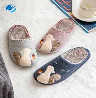 Mo Dou 2021 New AutumnWinter Warm Plush Women Slippers Cute Squirrel Embroidery Soft TPR Sole Home Cotton Shoes Men Breathable H13306750